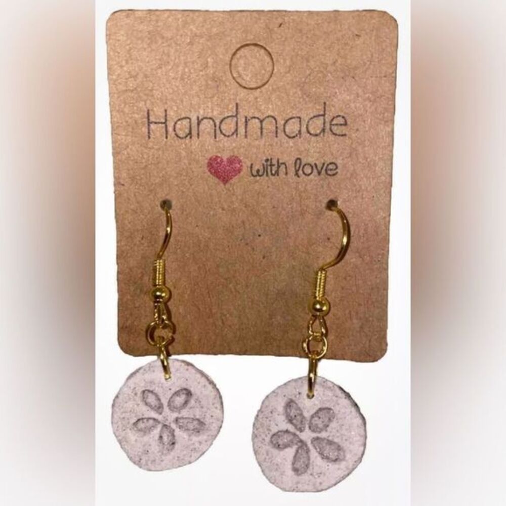 Sand Dollar Earrings With Sand From (Siesta Key, Venice) E9